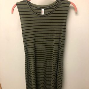 Green and Black stripped high low dress